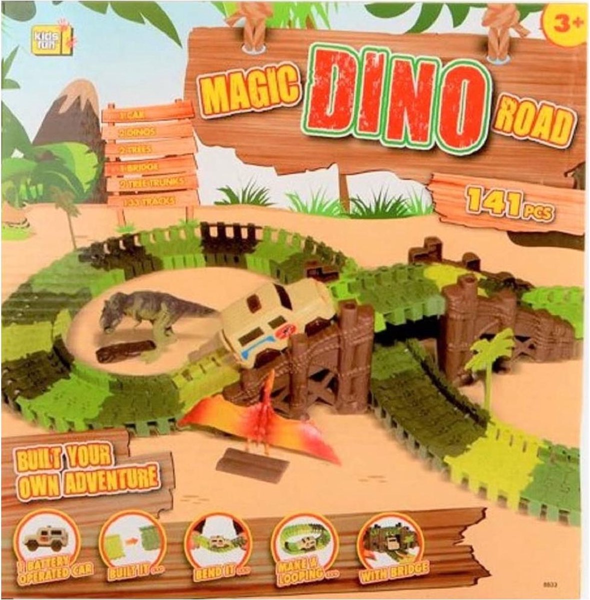 Jonotoys Racebaan Magic Road Dino Junior 141-delig