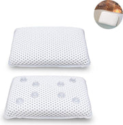 Badkussen voor in bad - Grijs/Wit - Met zuignappen - Badkussens wit - Nekkussen - Hoofdsteun - Jacuzzi - Hoofdsteun kussen - Accessoires - Badkamer kussen