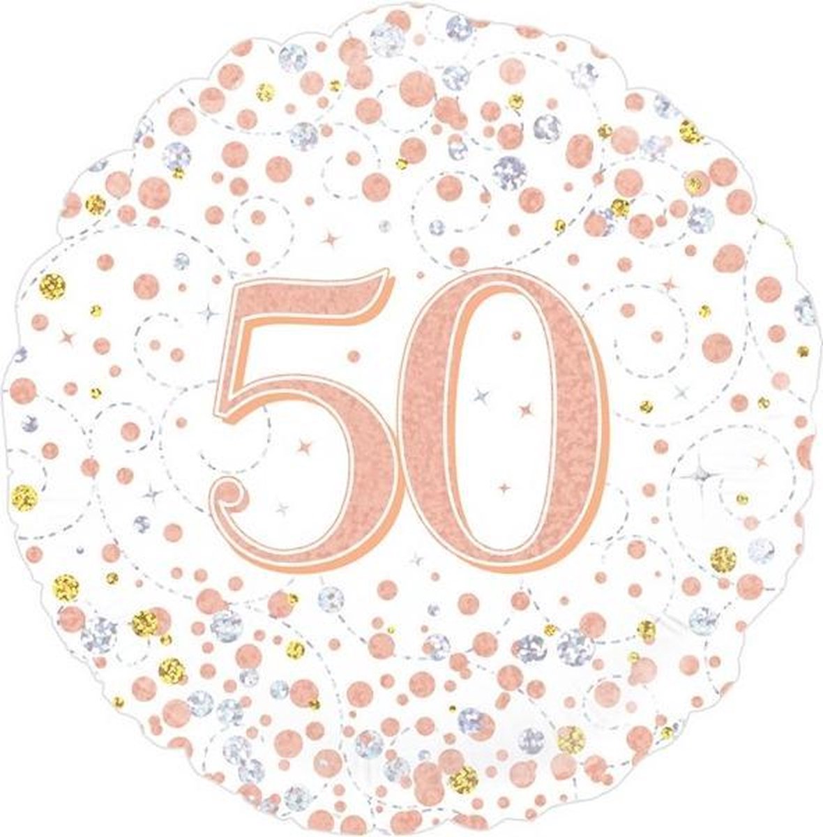 Folieballon - 50 Jaar - Holografisch - Rosé Goud - 45cm - Zonder vulling