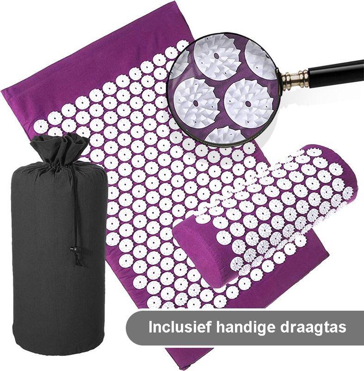 Spijkermat - Acupressuur Mat - Met Kussen - Met handige draagtas - Toegang Spotify Playlist