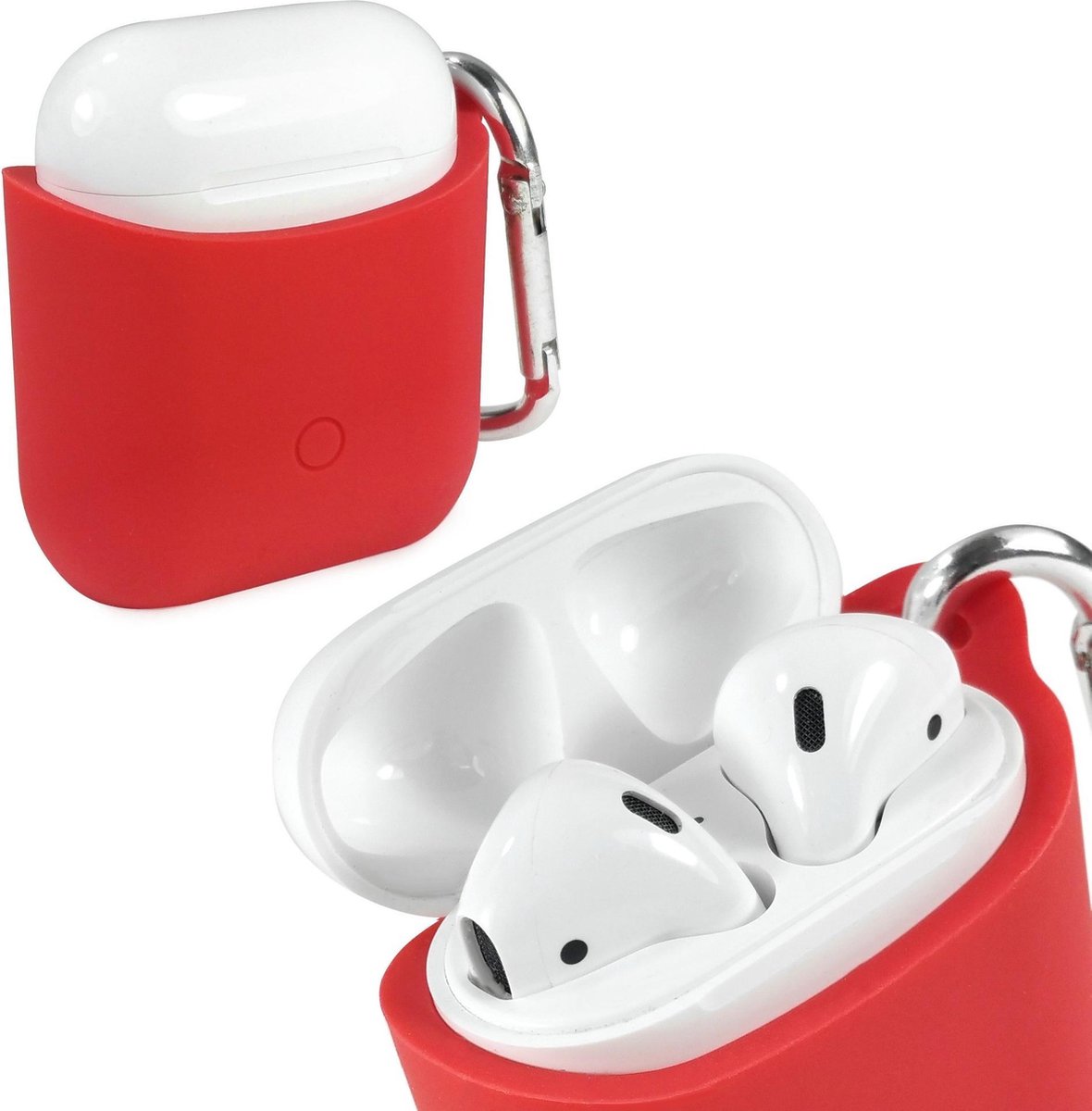 Tuff-luv - Siliconen hoesje voor de Apple airpods  headphones - rood