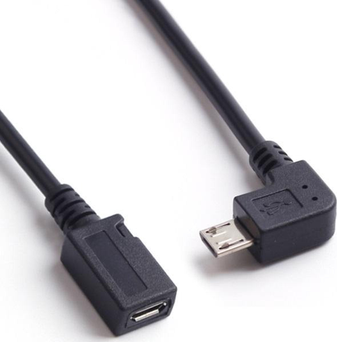 Coretek USB Micro B haaks naar USB Micro B verlengkabel - USB2.0 - tot 1A / zwart - 0