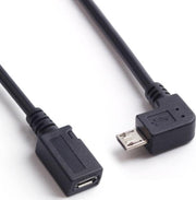 Coretek USB Micro B haaks naar USB Micro B verlengkabel - USB2.0 - tot 1A / zwart - 0