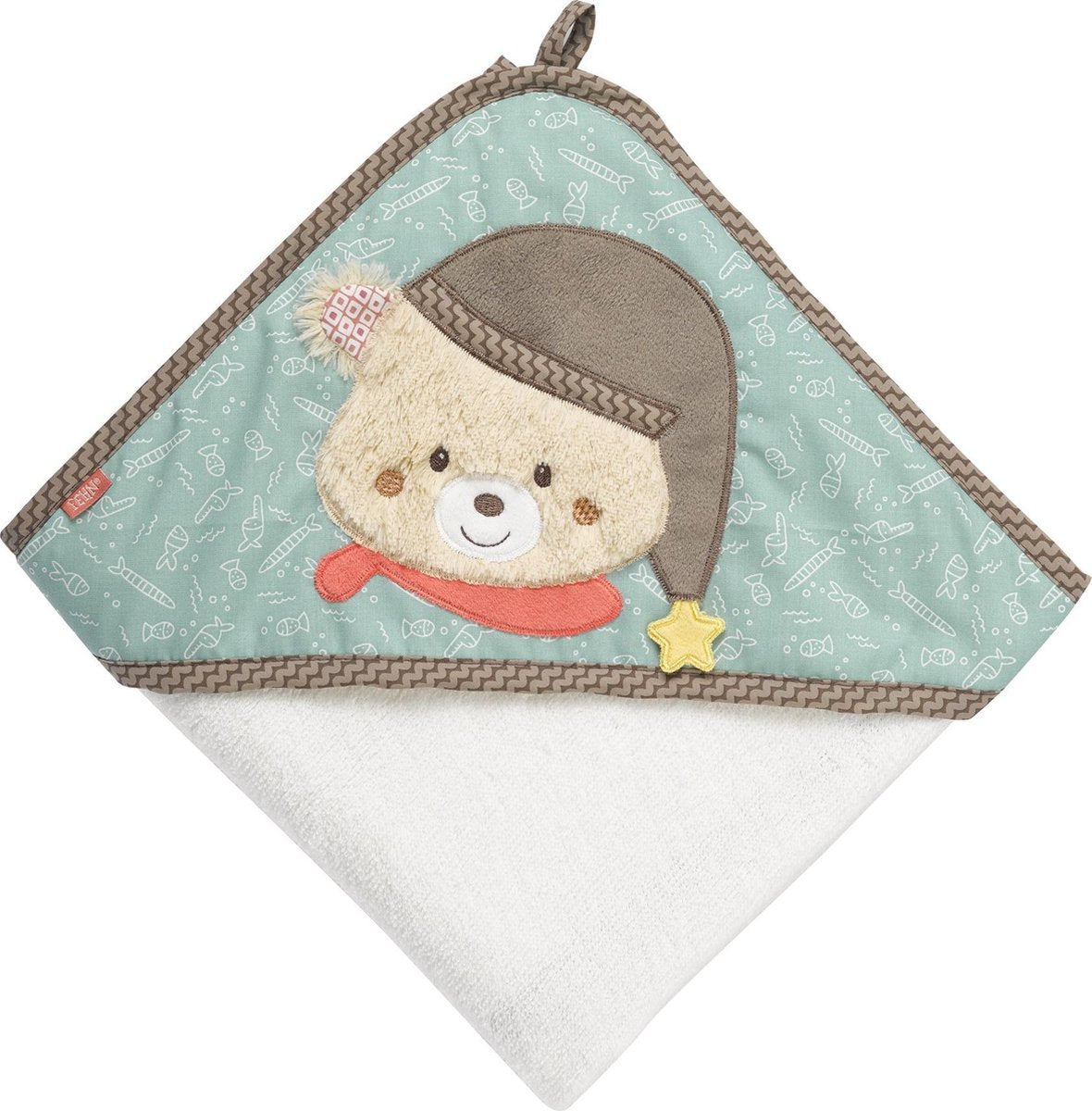 Fehn Babybadcape Met Capuchon Bruno Beer 80 Cm
