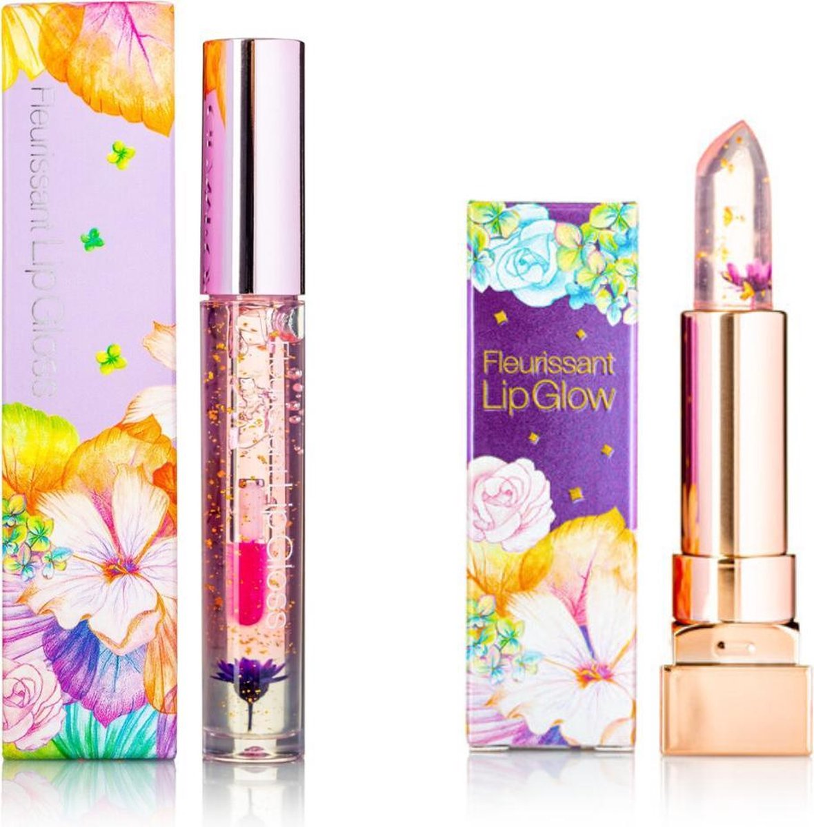 GLAMFOX Witch Flower Lipstick + Lipgloss 2 Stuks - 100% Echte Bloem - 24K Goudpoeder - Korean Skincare - Lip Plumper - Lip Plumping - Lipgloss Transparant - Lippenstift Langhoudend - Long Lasting -  Essence Make Up - Beauty - Make-up - Lip Makeup