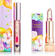 GLAMFOX Witch Flower Lipstick + Lipgloss 2 Stuks - 100% Echte Bloem - 24K Goudpoeder - Korean Skincare - Lip Plumper - Lip Plumping - Lipgloss Transparant - Lippenstift Langhoudend - Long Lasting -  Essence Make Up - Beauty - Make-up - Lip Makeup