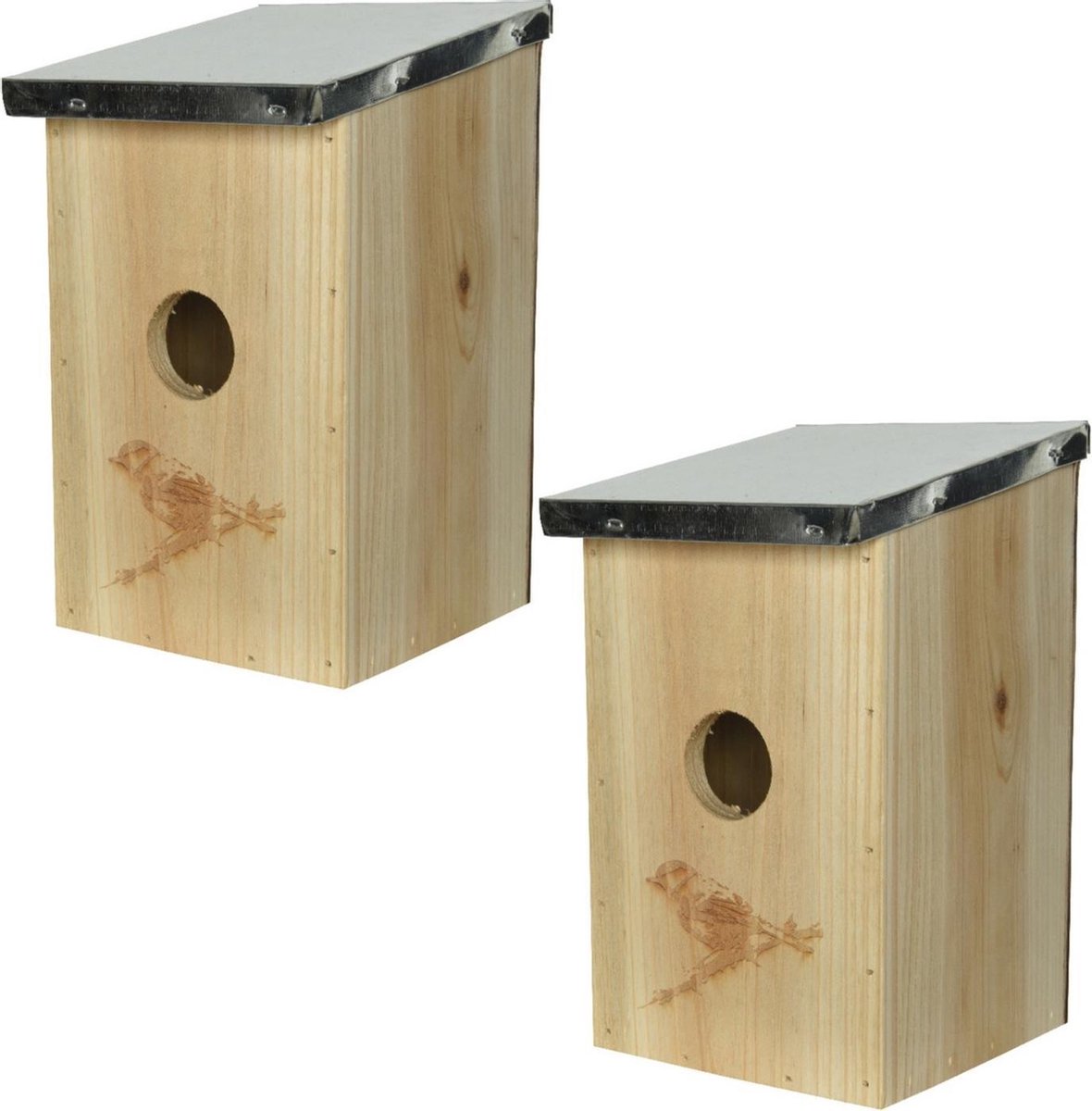 3x stuks vogelhuisjes/nestkastjes van vurenhout 12 x 14 x 21 cm - Vogelhuisjes tuindecoraties