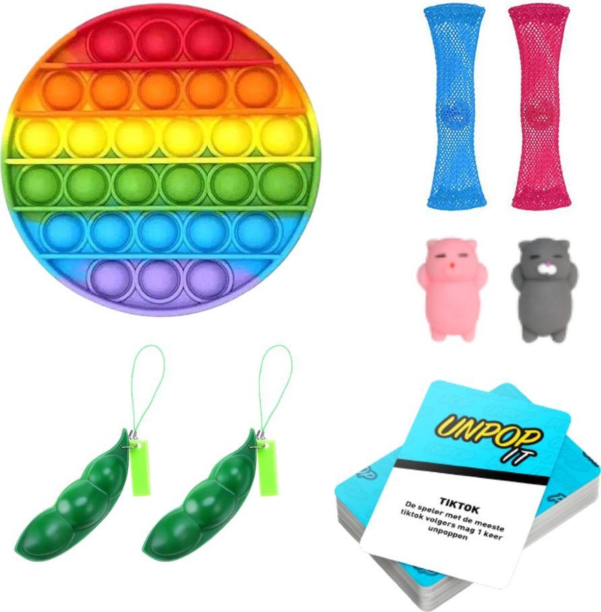 Fidget Toys - Pop it - Mochi - Pea popper - Mesh and marble - 8 stuks