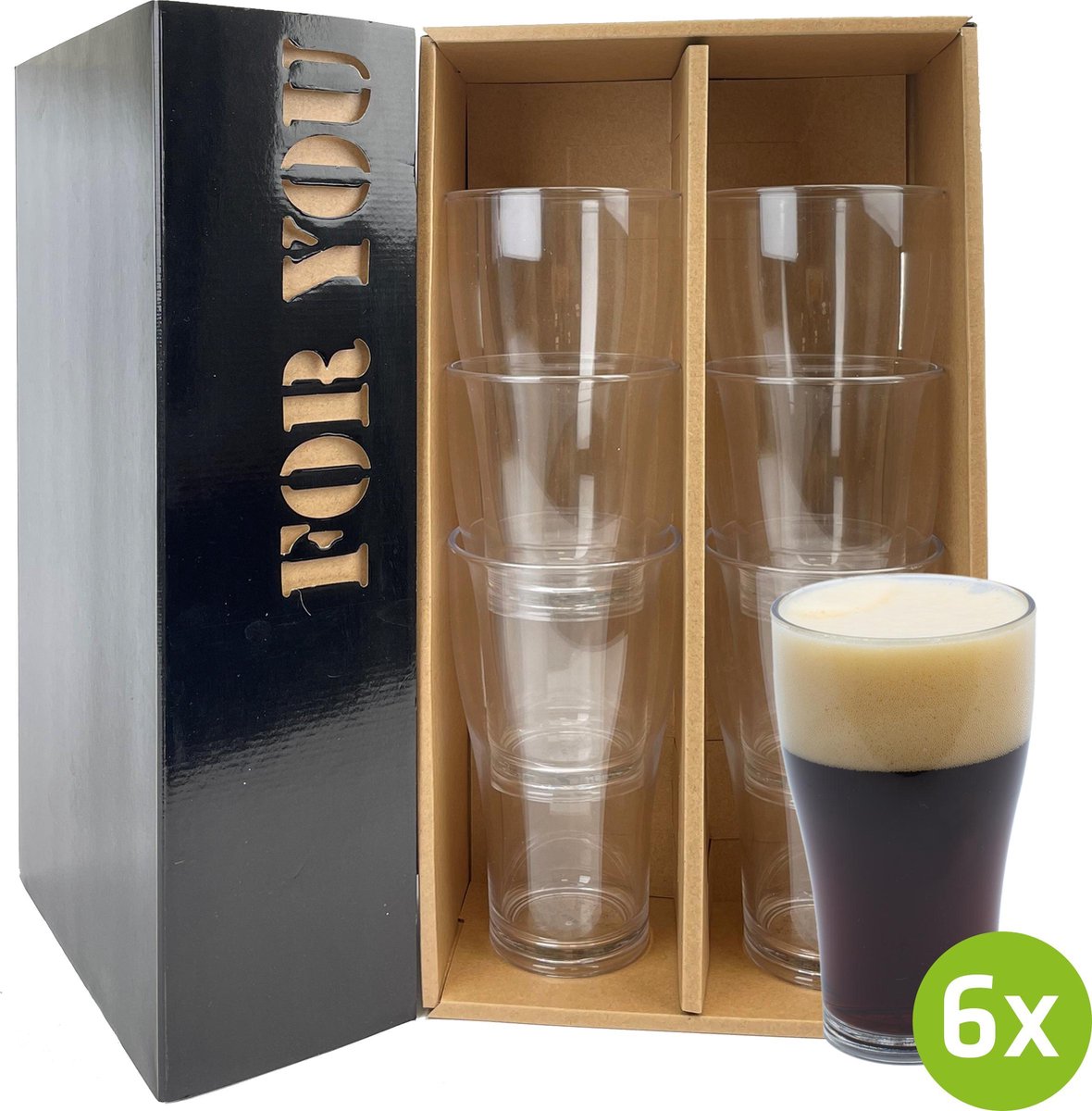6x Bierglas Dublin 57cl cadeauset | Onbreekbare kunststof / plastic drinkglazen