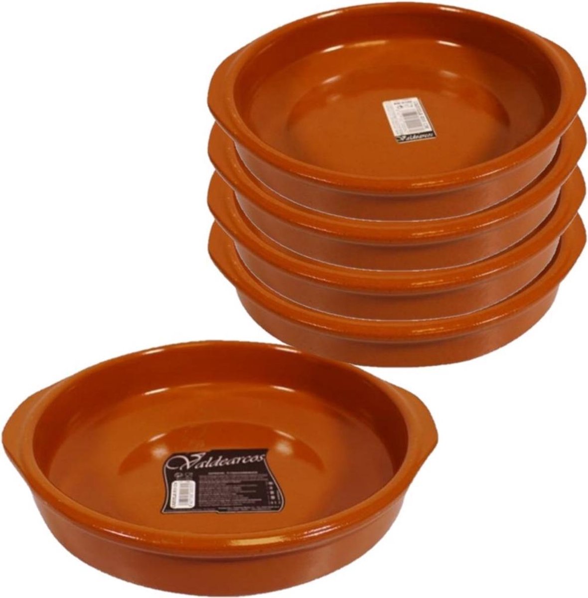 Set van 5x stuks tapas borden/ovenschalen Alicante met handvatten 26 en 20 cm - Serveerschalen - Tapasschalen