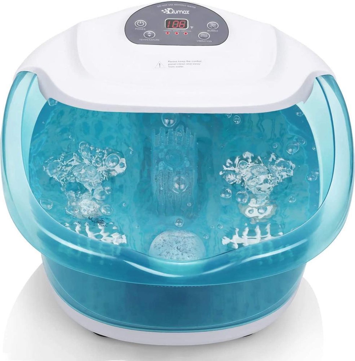 Qumax Elektrisch Verwarmd Voetenbad met massage Rollers – Voetmassage met Vibratie en Bubbels – Incl LCD scherm – Tot 48° graden