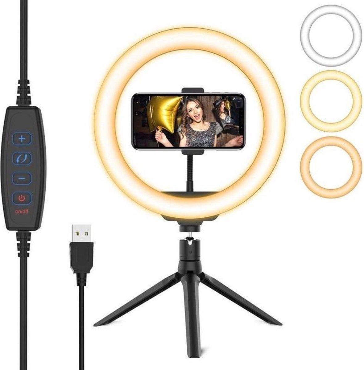 Cacious 8 inch Smartphone Ring Licht / Lamp - Desktop Tripod Standaard