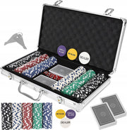 Deluxe Pokerset In Aluminium Koffer - Casino Omaha / Texas Hold Em Pro Poker & Blackjack Set Met 300 Chips & Poker Kaarten Playing Cards & Dobbelstenen Dice - Pokerkoffer