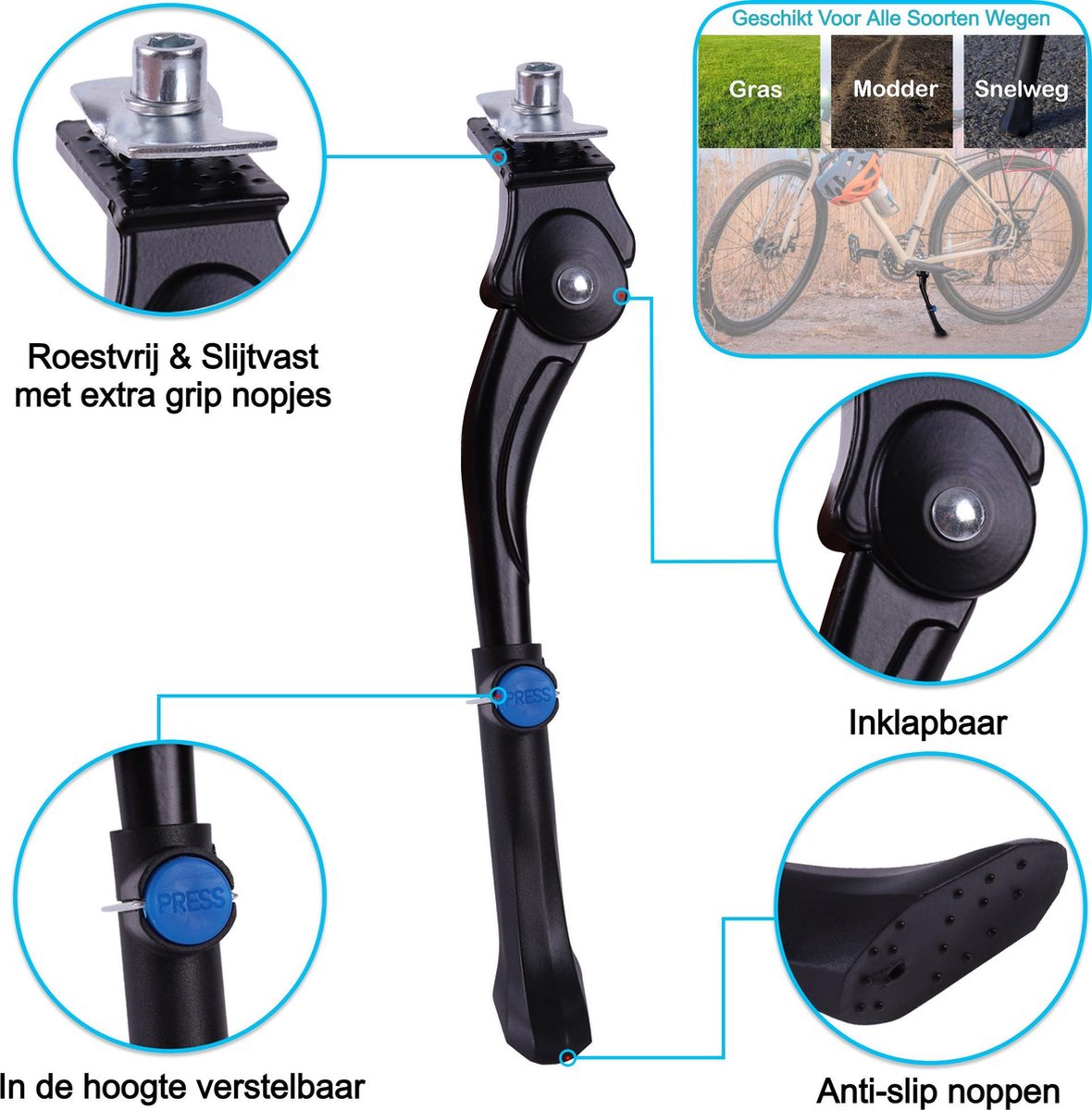 Life-X – Elektrische fiets – Fietsendrager – Fietsstandaard – 22 tot 28 cm Verstelbaar met extra grip – Fietsrek – Fiets – Aluminium – Sport – Links