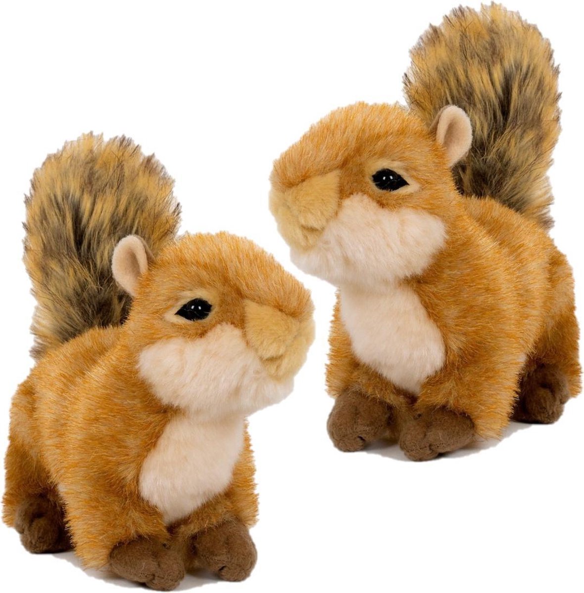 2x stuks pluche eekhoorn knuffel 20 cm speelgoed - Eekhoorns bosdieren knuffels/knuffeldieren/knuffels voor kinderen