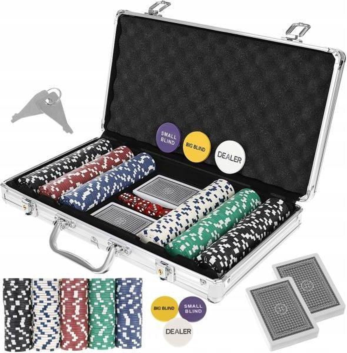 Texas Strong 300 Pokerfiches poker set + koffer + Kaartenschudmachine -  Pokerset - Texas Holdem - Casino Style - Viva Las vegas