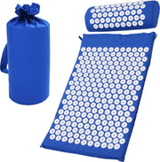 Spijkermat (Acupressuur mat) met Kussen en Opbergtas - blauw