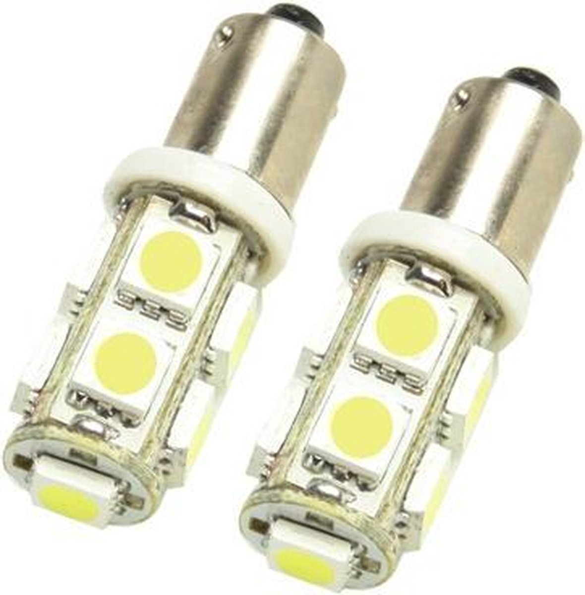 BA9S Day White 9 LED 5050 SMD Autosignaallamp (paar)