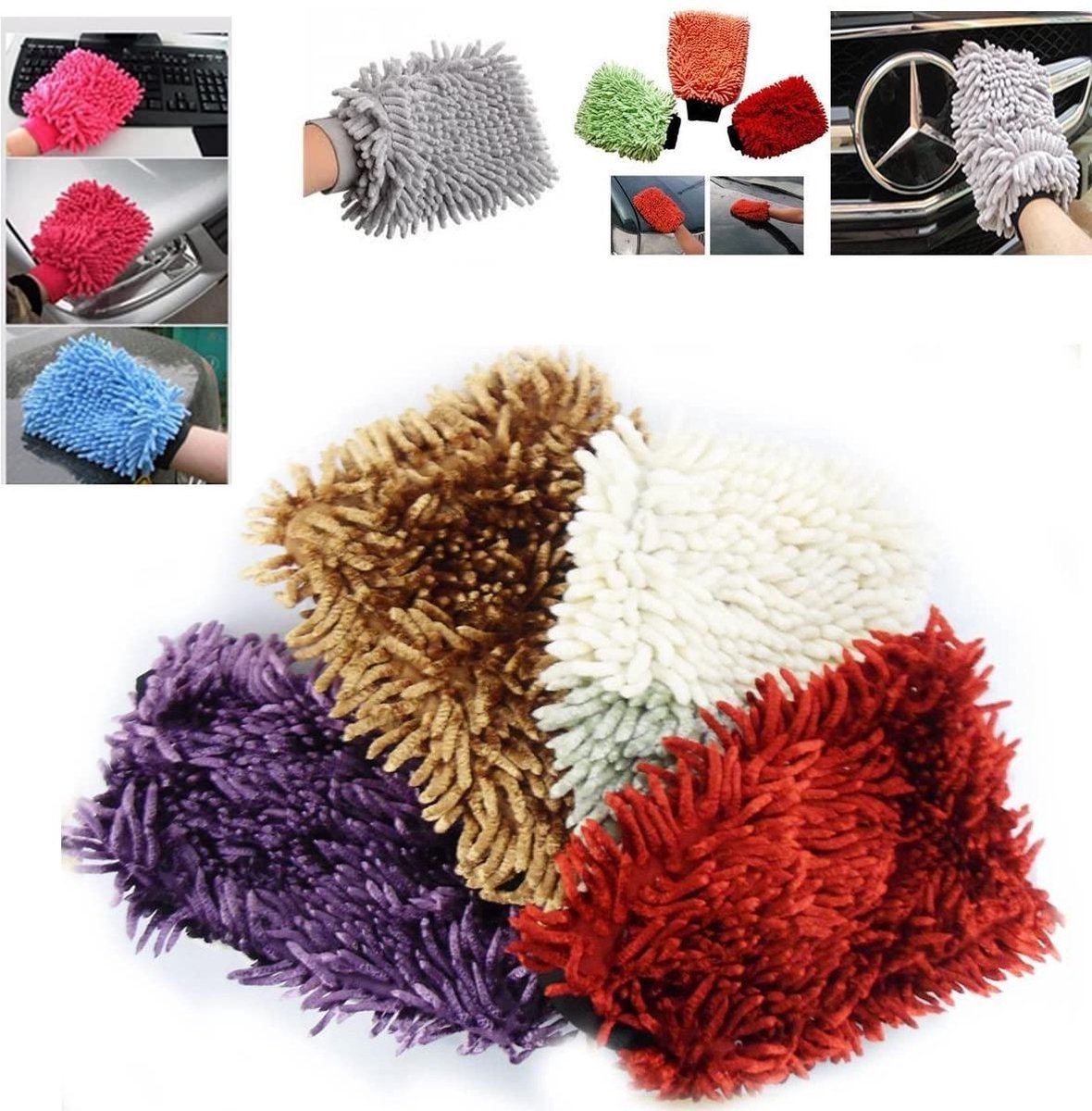 Doodadeals® | Microvezel Handschoen | 3 Stuks | Auto Handschoen | Schoonmaak Handschoen | Auto Washandschoen  | Verschillende kleuren