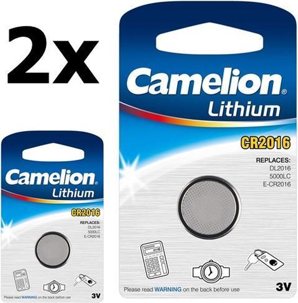 2 Stuks - Camelion CR2016 Professional Electronics 3V 90mAh Lithium knoopcel