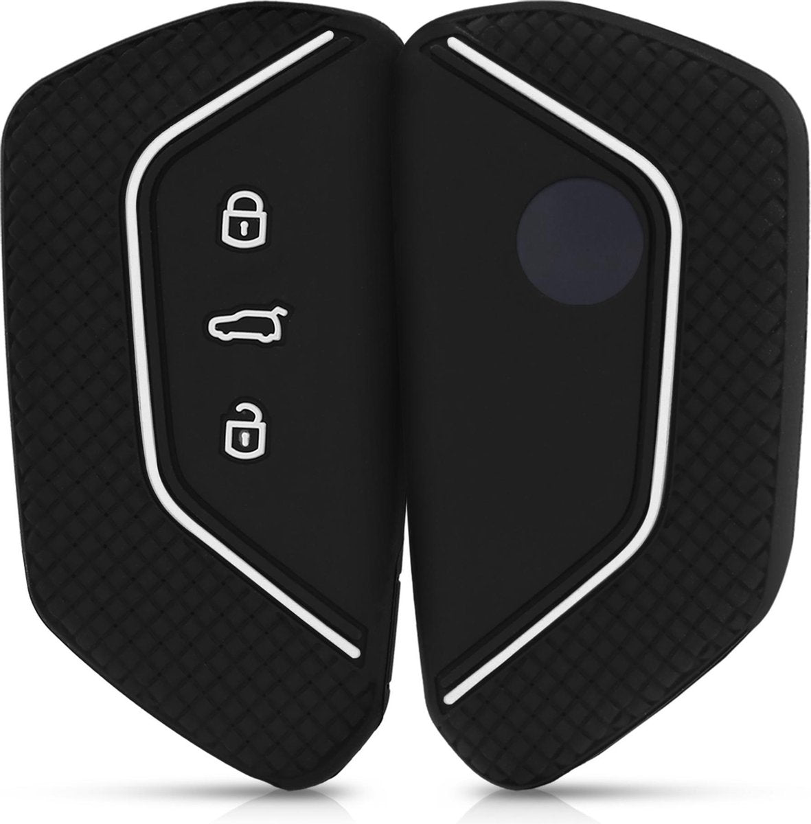 kwmobile autosleutelhoes voor VW Golf 8 3-knops autosleutel - Siliconen beschermhoes in zwart / wit