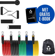 GVB Products Sport Elastiek Banden - Fitness Elastiek Set - Weerstandsbanden Fitness - Weerstandbanden - Inclusief Draagtas & E Book
