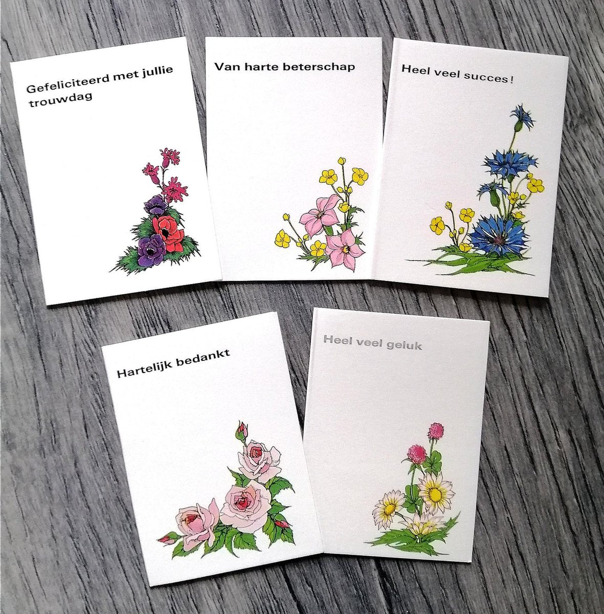 Set van 5 stuks Simpele kleine kaartjes
