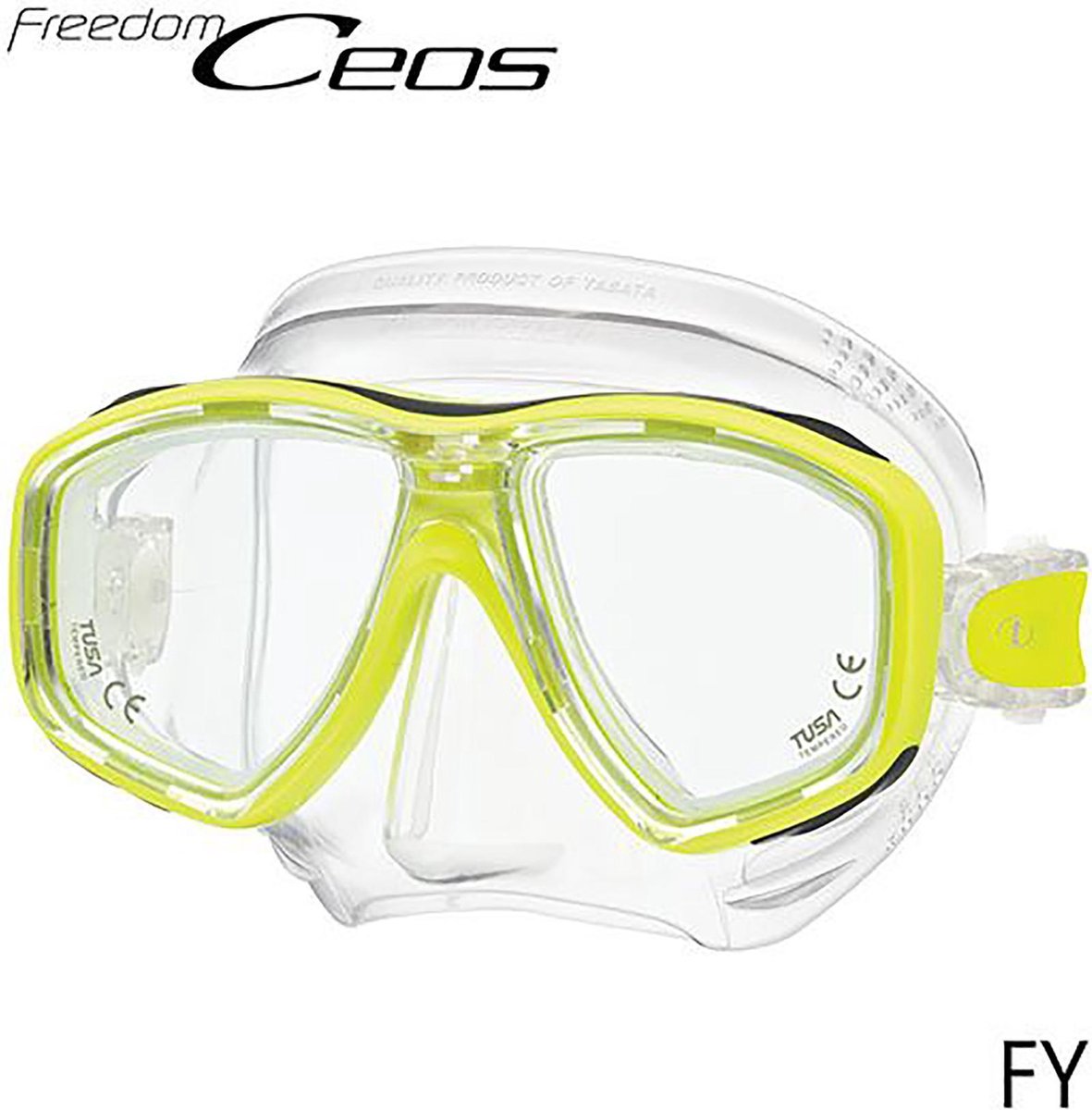 Tusa Ceos Masker transparant siliconen met geel frame