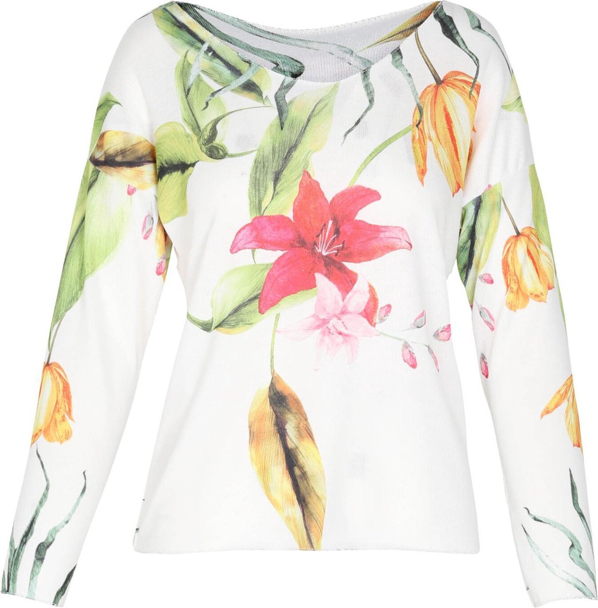 Cassis - Trui met kleurrijke bloemenprint - Ecru