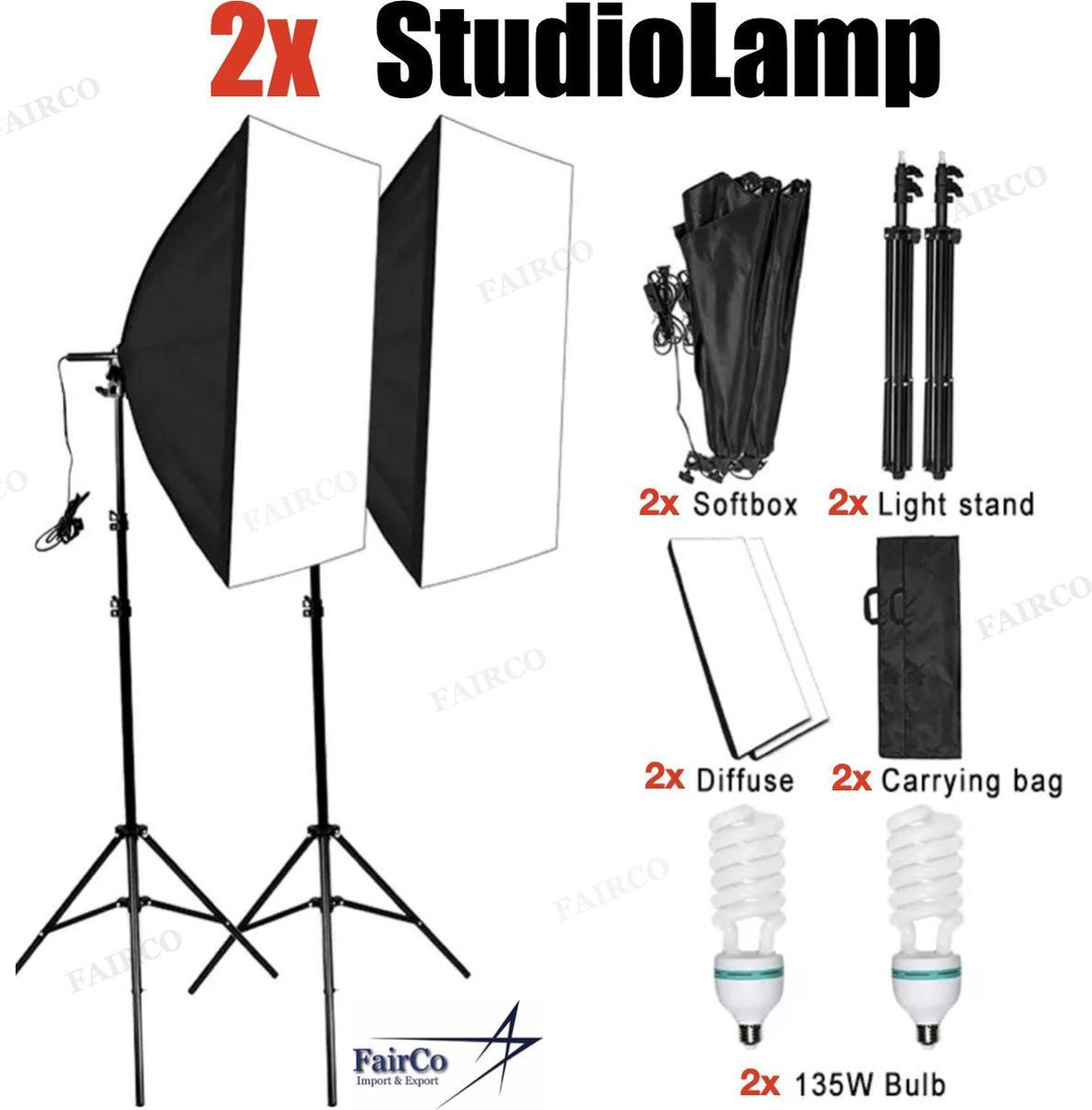 2Pcs Studiolamp Incl. Tas
