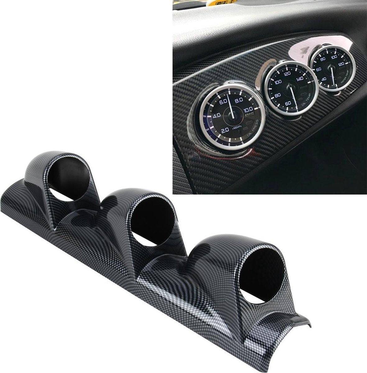 60 mm universele 3 drievoudige auto dashboardmeter meter podhouderhouder Dashboard 3-gaats kop Voertuigprestatiemeter Instrumentaccessoires