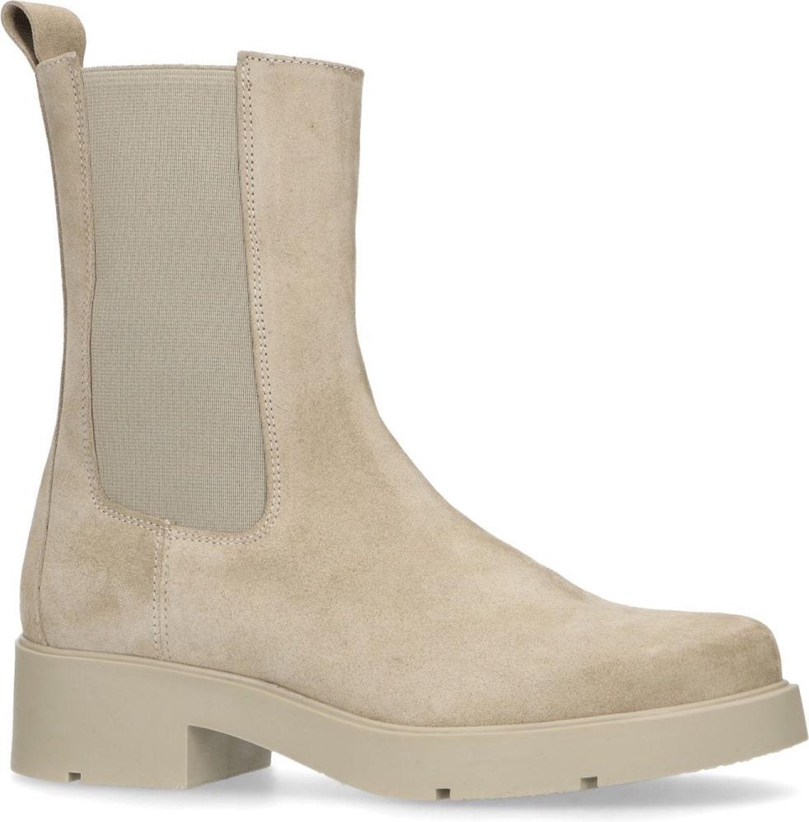 Manfield - Dames - Beige suède chelsea boots - Maat 37