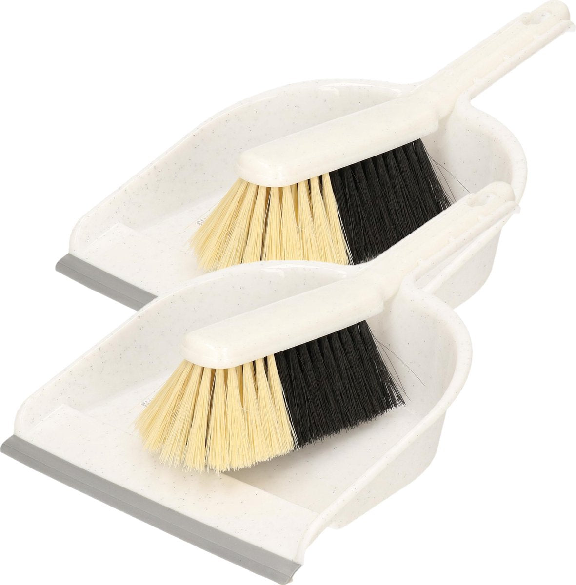 2x stuks stoffer en blik set wit kunststof - Huishoud/schoonmaakproducten