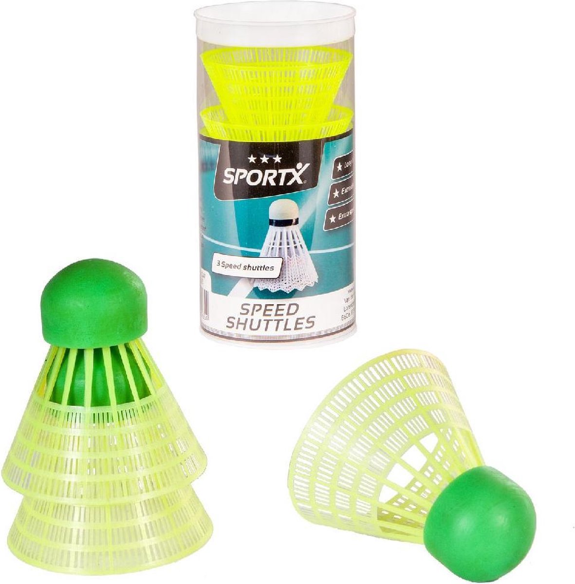 SportX Speed Badminton Shuttles 3 in koker