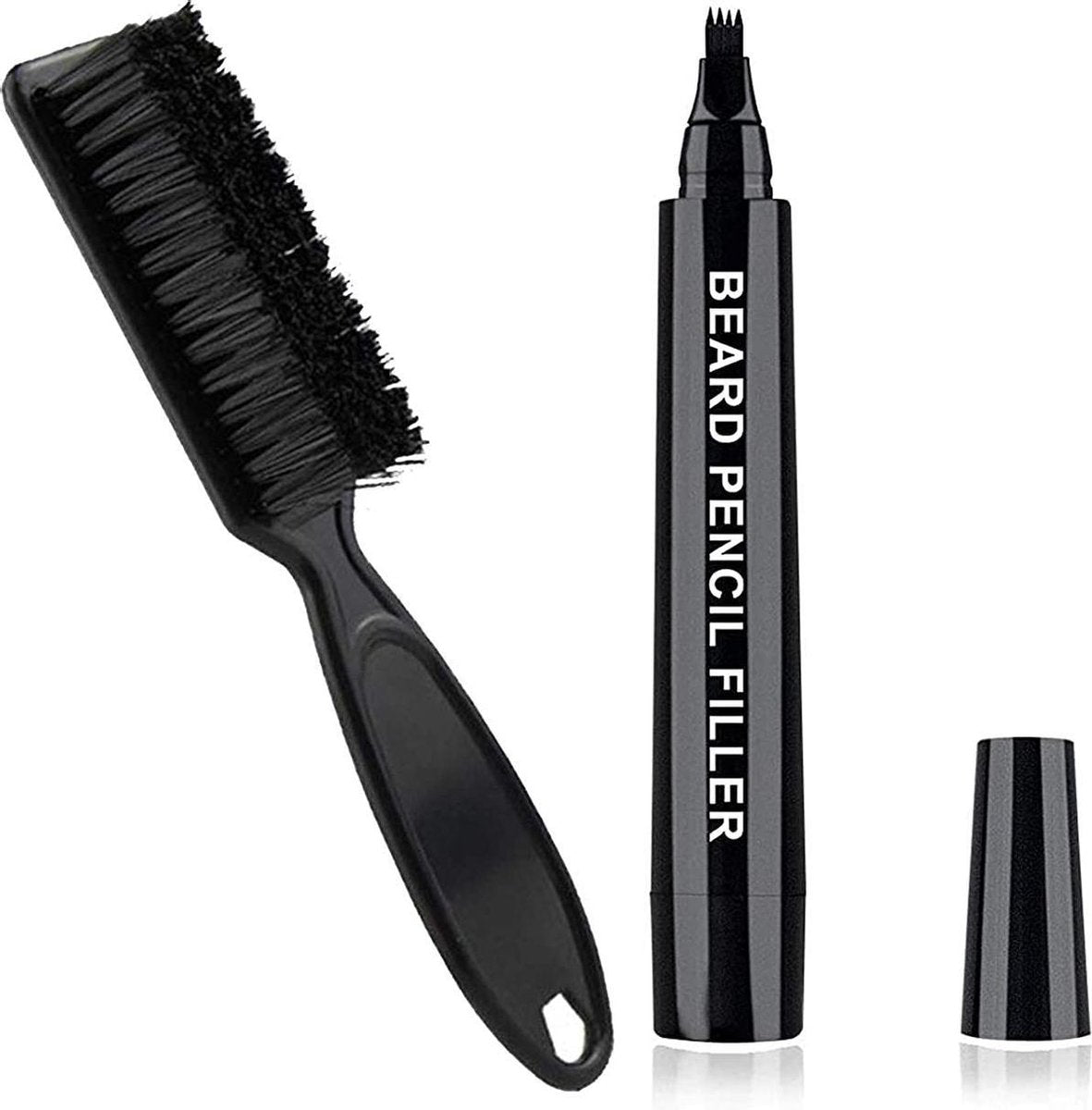 Baard pen zwart - INCLUSIEF BORSTEL - Vaderdag cadeau - Baardpen - Beard pen - baardstift - baardborstel - baardpen - baardgroei - beardkit - wenkbrauw stift - zwart - Baardpen - Baard groei - Baard pen - Baard filler