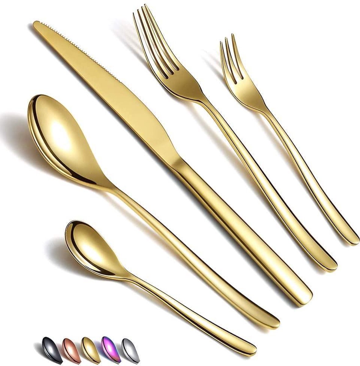 Gutos Bestekset 6 persoons - Goud - Besteksets - Bestekset goud - 30 delig - RVS - Roestvrijstaal - Gouden bestekset - Bestek - 6 personen - Met theevork en theelepel