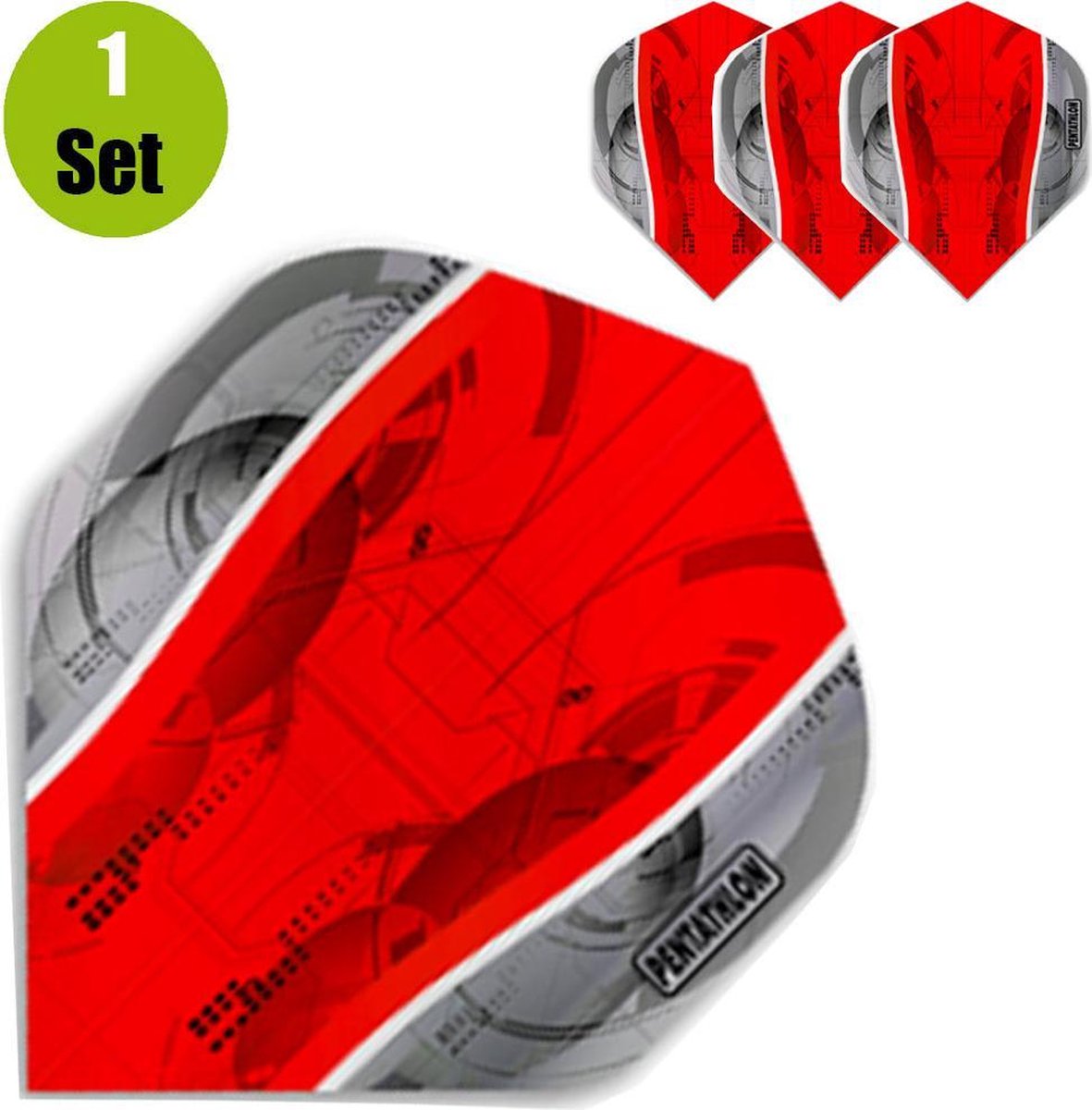 Pentathlon Silver Edge Dartflights - Rood- ()