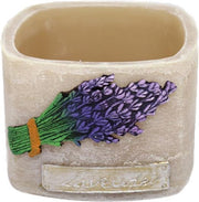 Beige lavendel provence vierkante wax windlicht 95/130/130 (incl. 1 stuk 3 uurs theelicht)