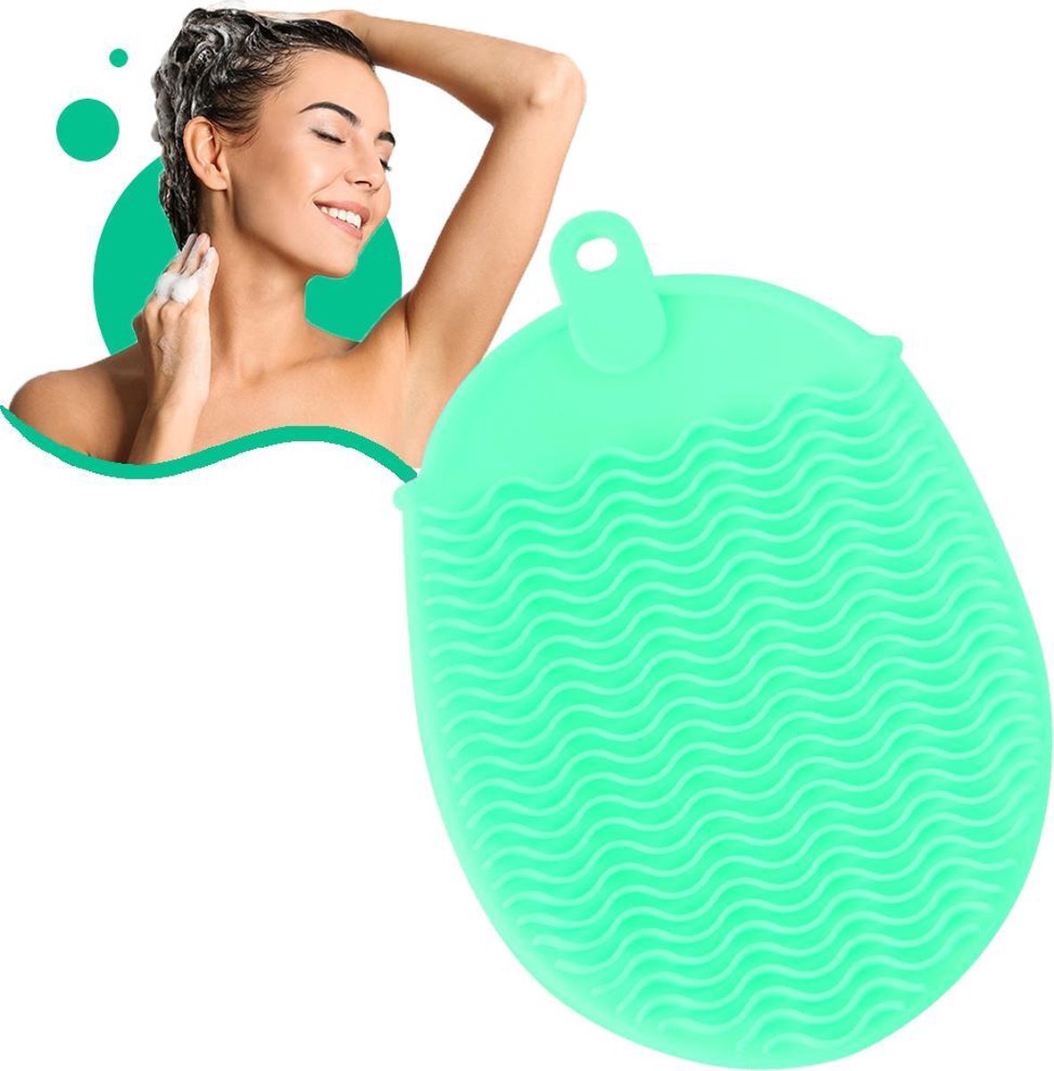 JOLTIA - Siliconen Washandje - Was & Scrubhandschoen - Washandjes - Baby - Volwassenen - Exfoliating glove - Scrub - Lichaam - Hoofd - Turquoise