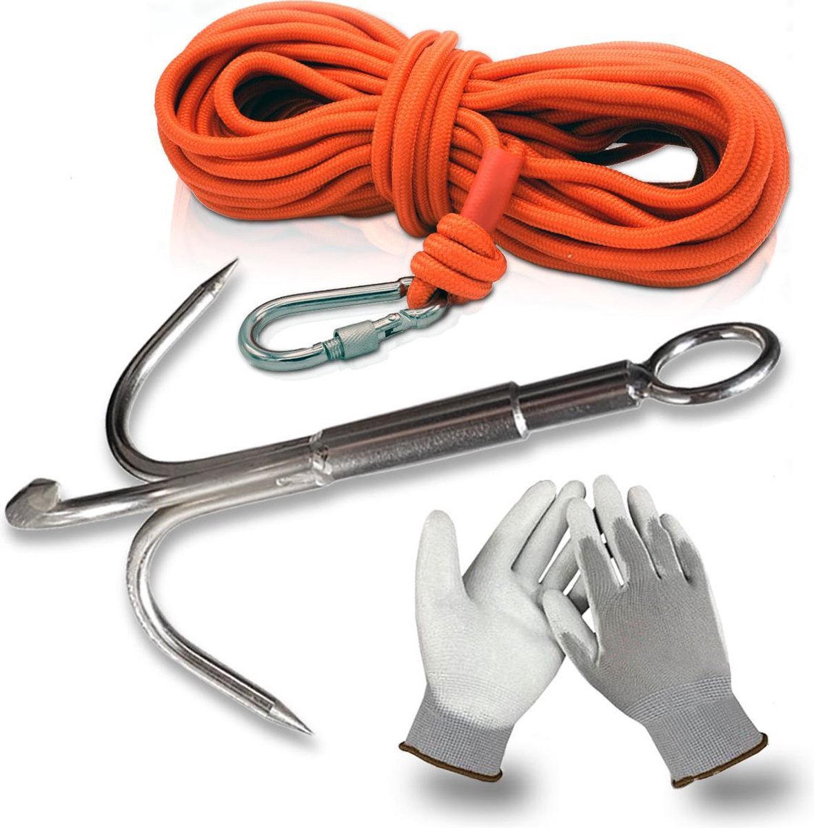 Magfishion® Vismagneet Haak - Medior Vismagneten Dreghaak - Magneetvissen Accessoire - Werphaak + 10 Meter Touw met Karabijnhaak
