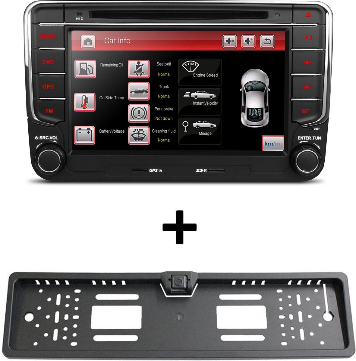 Voltario® RNS 510 autoradio voor Volkswagen Seat Skoda met Nederlandse Navigatie en Bluetooth carkit - Gratis RNS kenteken-achteruitrijcamera met nachtzicht - Gratis 8GB sd kaart - Met Mirrorlink en Apple carplay functies
