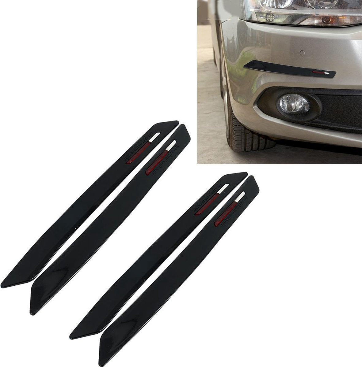 2 paar Universele carrosserie Achterbumperbeschermer Sierlijst Beschermstrip Carrosserie Beschermstrip Auto-accessoires Beschermende stickers Auto Beschermset Carrosserie 4-hoek beschermhoes (zwart)