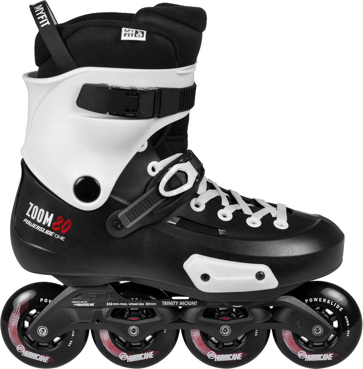 Powerslide One Zoom 80 Inline Skate Senior Inlineskates - Maat 43/44 - Unisex - zwart/wit
