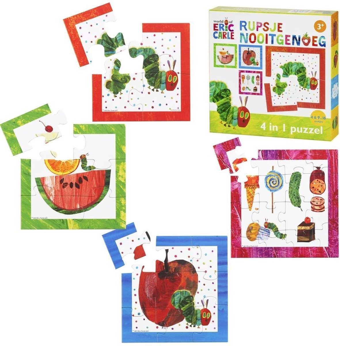 Bambolino Toys Rupsje Nooitgenoeg 4in1 Puzzel 4-16 Stukjes