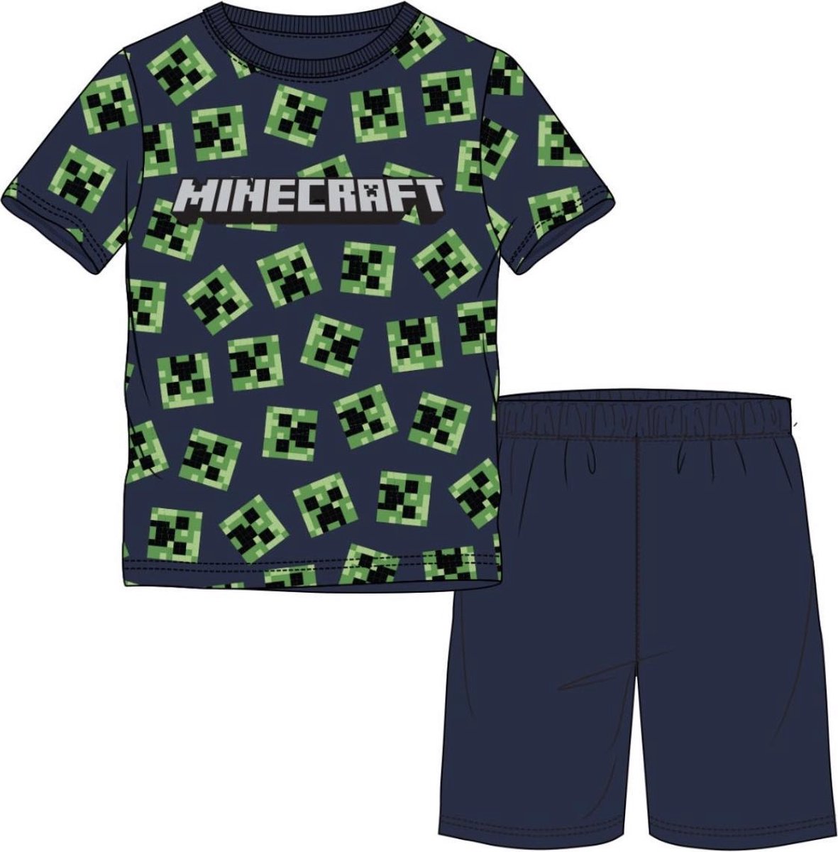 Minecraft pyjama korte mouw - blauw - groen - maat 116 / 6 jaar