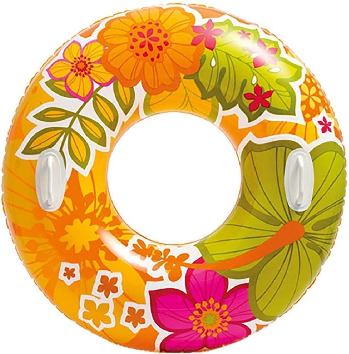 Opblaasbare oranje bloemen zwemband/zwemring 97 cm - Zwembenodigdheden - Zwemringen - Tropisch thema - Bloemen zwembanden voor kinderen en volwassenen