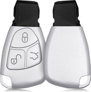 kwmobile autosleutelhoes voor Mercedes Benz 2-3-knops autosleutel - Siliconen beschermhoes in metallic zilver