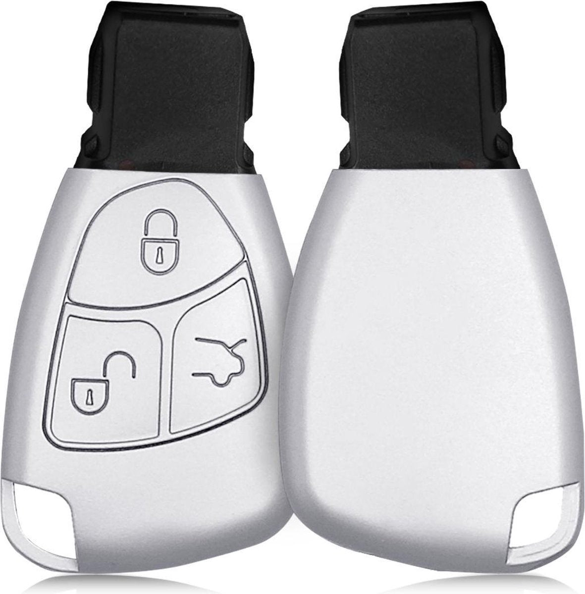kwmobile autosleutelhoes voor Mercedes Benz 2-3-knops autosleutel - Siliconen beschermhoes in metallic zilver