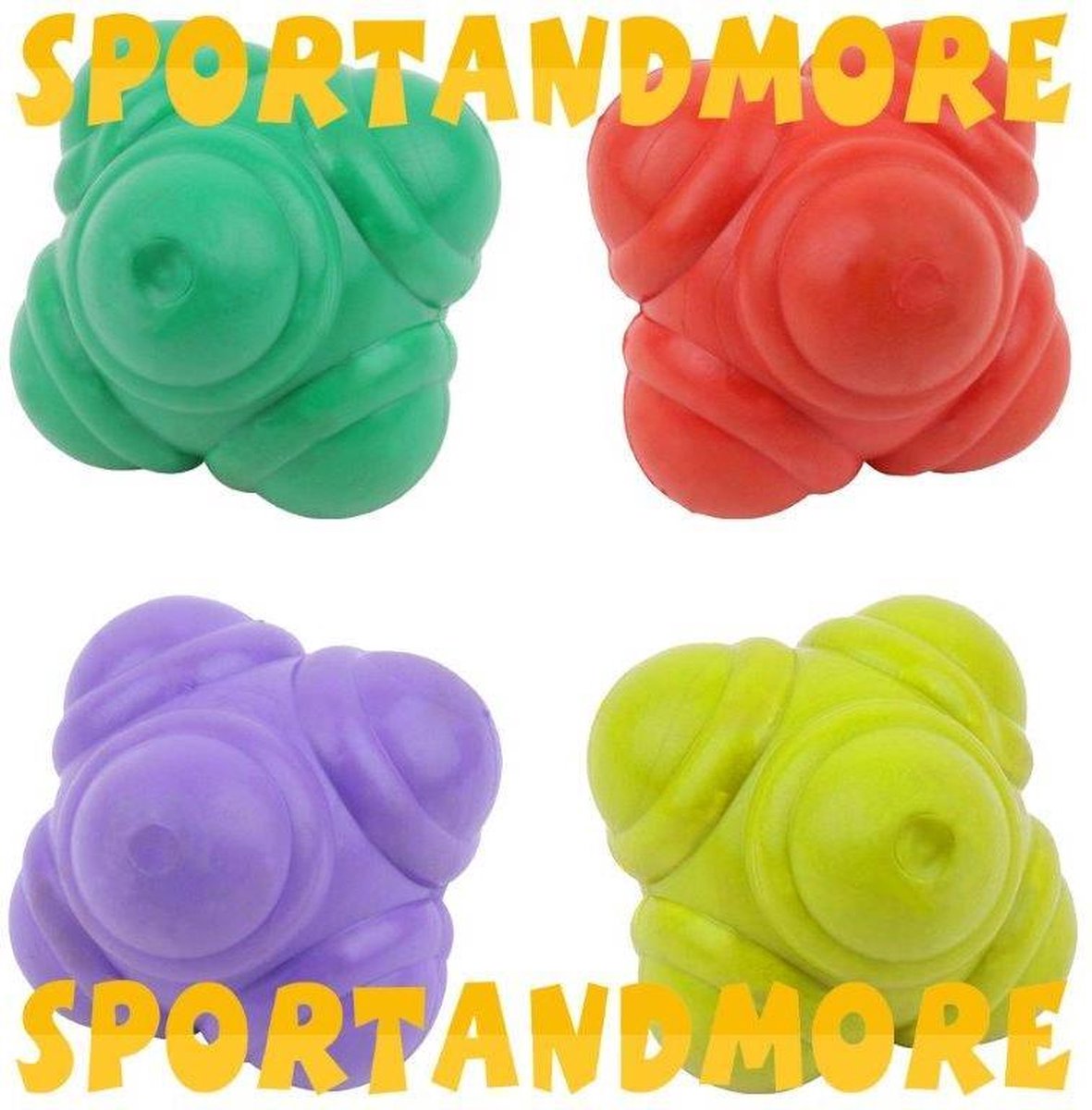 Vinex - Reactie bal - Reactiebal - Reaction Ball - Ø 7 cm - set van 4 ballen - Rubber - mix kleuren