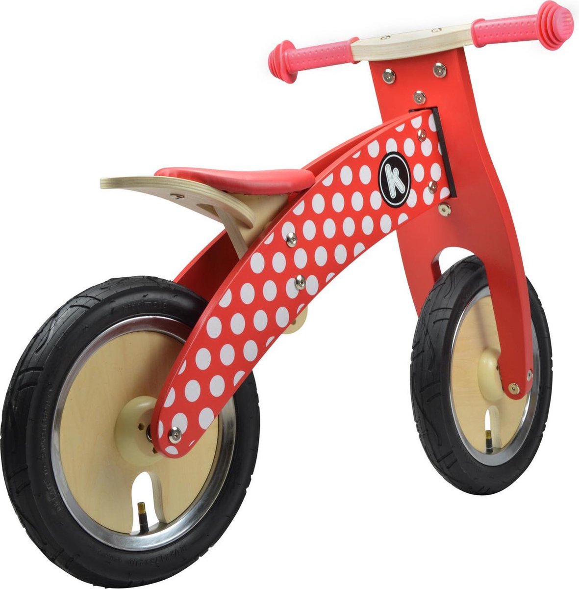 Kiddimoto Houten Loopfets - Rood-wit dotty